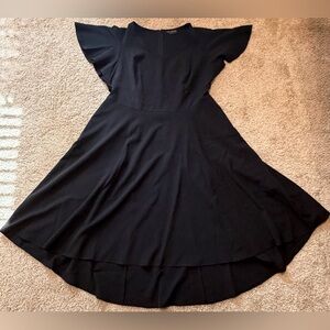 Lane Bryant Size 20 Black Dress High Low Midi Tie Front Or Back Plus Size NWOT